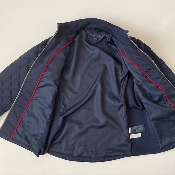 Tommy Hilfiger Quilted Navy Blue Full Zip Winter Jacket, Size S Small - Picture 5 of 15